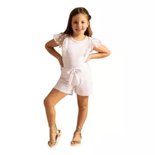 Conjunto Feminino Macaquinho Infantil Look De Verão Estilosa