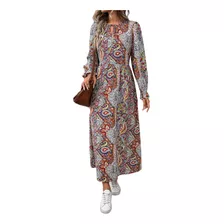 Vestido Bohemio Con Estampado Paisley A Línea Multicolor