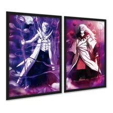 Kit 2 Quadro Decorativo Naruto Roxo Madara Obito Sábio 42x60