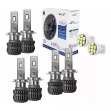 Kit 6 Lâmpadas Ultra Led Slim Farol Alto Baixo Milha 11000lm