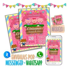 Tarjeta Invitacion Digital 3 Cerditas Whatsapp M1