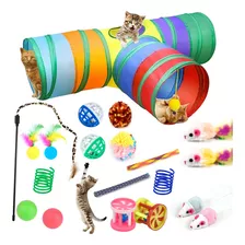 Juego 22pk Túnel De Gato Plegable Juguete Mascota Pluma Bola