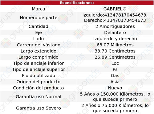 2 Amortiguadores Gas Del Chrysler Cirrus 01-06 Gabriel Foto 2