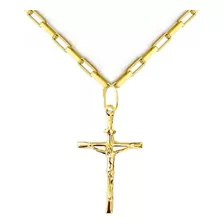 Corrente Maciça 4.4gr 60cm + Crucifixo De Ouro 18k + Brinde