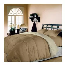 Acolchado Haussman Ecodown 1 Plaza Diseño Rayado Color Camel Y Natural De 160cm X 250cm