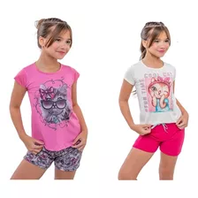 Kit Com 2 Conjuntos Roupas Juvenil Roupa Infantil Menina Top