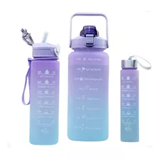 Kit Garrafa Motivacional De Agua De 2 Litro +900ml + 500ml Cor Multicolorido