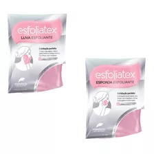 Kit Luva Esfoliante + Esponja Facial Rosa Esfoliatex