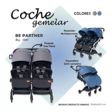 Coche Para 2 Bebes Gemelos Mellisos Reclinable Color Gris Color Del Chasis Gris