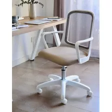 Silla De Escritorio Fresa Blanca Oficina Hogar C/apoyabrazos