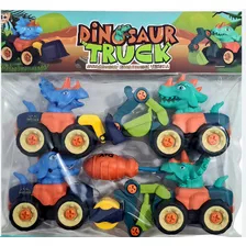 Kit 4 Caminhões Dinossauro De Construção+1 Chave De Fenda 