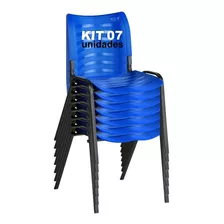 Kit 7 Cadeira Empilhável Plástica Várias Cores