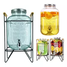 Dispensador Bebidas 6 Litros Mason Base Metal Transparente