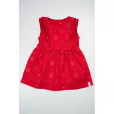 Vestido Bebê Menina Algodão Vermelho Prateado Festa Elian