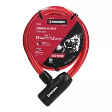 Cerrojo De Cable Con Llave, Uso Rudo 15mm, 1.20 M Hermex