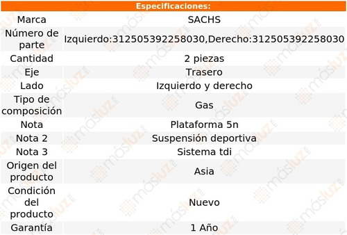 Jgo Amortiguadores Gas Tra Tiguan L4 2.0l 08/17 Foto 2