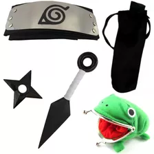 Kit Naruto - Bandana + Kunai + Porta Kunai + Carteira Sapo