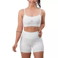 Kit Conjunto Fitness Cós Alto Cores Academia Top + Bermuda