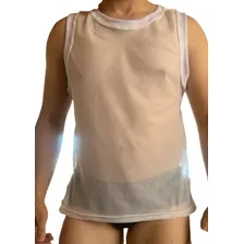 Camisa Transparente Arrastão Respirável Regata Masculino