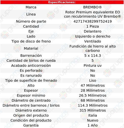 Disco Freno 315 Mm Del Izq/der Brembo Five Hundred 05 A 07 Foto 3