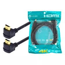 Cabo Hdmi 2.0 Ultra Hd 4k Hdr Conector 90º Graus 2 Metros Nf