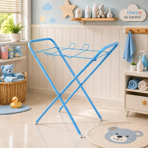 Suporte Para Banheira Desmontável Prático Super Compacto Cor Azul Ninos