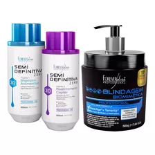 Kit Forever Liss Semi Definitiva 3d 2x300ml + Blindagem 500g