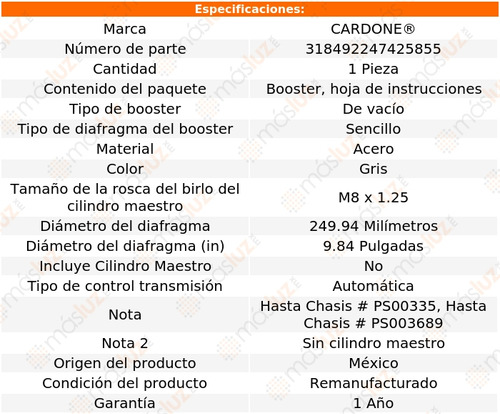 (1) Booster Frenos Honda Civic Del Sol 93 Cardone Reman Foto 5