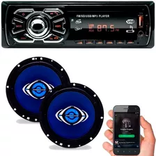 Mp3 Automotivo Rádio Fm Usb Sd + Alto Falantes Hurricane 6