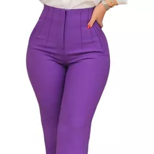 Pantalon Tiro Alto De Vestir Con Pinzas Amarillo