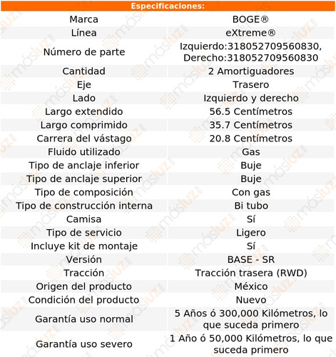 Kit 2 Amortiguadores Gas Tras Hilux L4 2.7l 04/11 Boge Foto 2