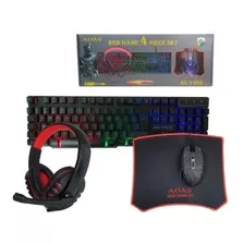 Kit Gamer 4 En 1 Teclado Mouse Audifonos Pad Aoas