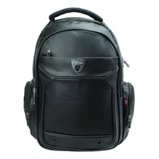 Mochila Masculina Preta Grande Notebook Couro Impermeável