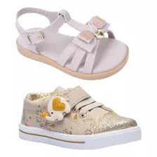 Kit 2 Pares Tenis Infantil Sandalia Feminina Menina Escolar