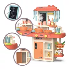 Set Cocina Musical Interactiva De Juguete 42 Accesorios Rosa