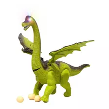 Dinossauro Anda Bota Ovo Com Asas Luzes E Som 3 Ovos Cor Verde