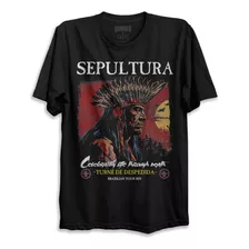 Camiseta Preta Bomber Sepultura Tour 2024 Brasil Rock