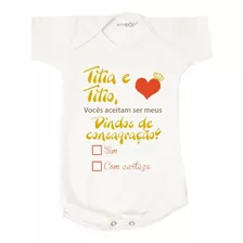 Body Bebê Convite Batismo Titia E Titio Dindos Consagração