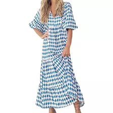 Vestido Largo De Manga Tres Cuartos Para Mujer, Bohemio, Flo