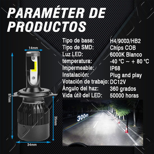 H4 9006 Kit De Focos Led 20000lm Haz Alto Y Bajo Para Toyota Foto 8