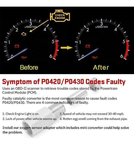 Mini Catalizador Sensor Oxigeno,apaga Cdigo P0420 Y P0430 Foto 5
