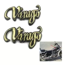 Par Adesivos Emblema Tanque Moto Yamaha Virago Dourado