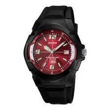 Reloj Casio Clasico 10y Mw-600f-4av Hombre Ts Color De La Correa Negro Color Del Bisel Negro Color Del Fondo Rojo