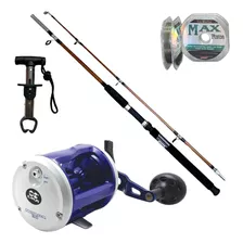 Kit Pesca Alto Mar Carretilha Nevada+ Vara Super Force+itens