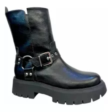 Bota Coturno Biker Sola Alta Tratorada Plataforma Fivelas