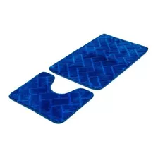 Kit Tapetes Soft Para Banheiro Xadrez Design 02 Peças