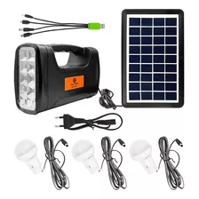 Kit De Iluminación Multiuso Camping Kit Energía Solar Color Negro