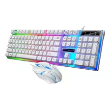 Kit Teclado + Mouse Semi Mecânico Gamer Led Rgb Branco M400