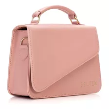 Bolsa Feminina Pequena Transversal De Mão Com Alça Estilosa Cor Rosa