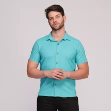 Camisa Social Masculina Shirt Slim Linho Premium Básica